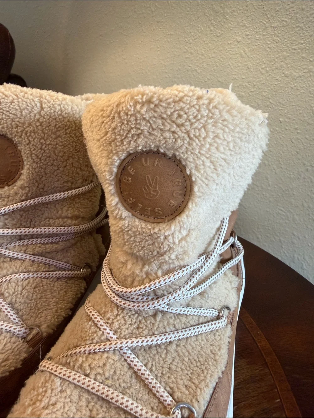 Kids Cream Sherpa Winter Boots -